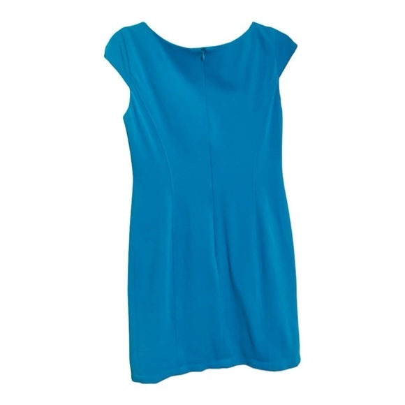 JUST TAYLOR FIT AND FLARE AQUA BLUE DRESS Size 4. - Picture 2 of 12